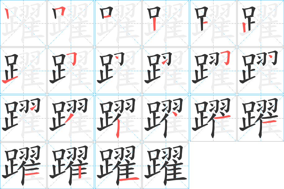 躍的笔顺写法
