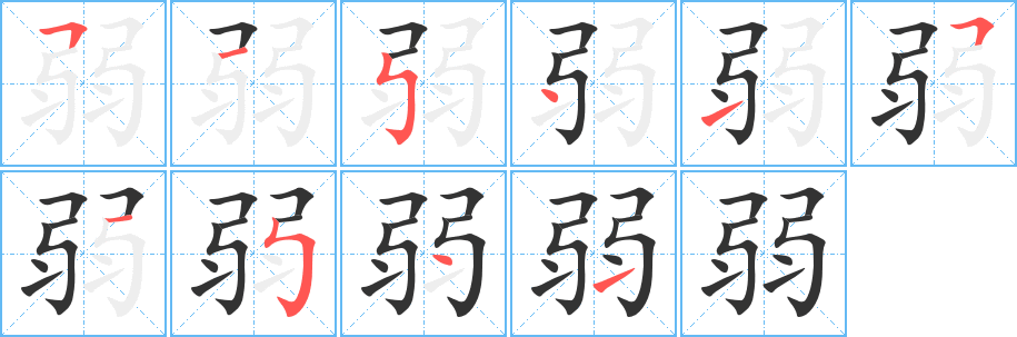 弱的笔顺写法