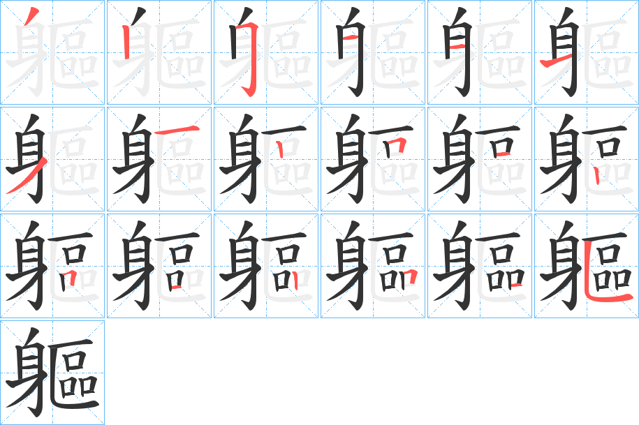軀的笔顺写法