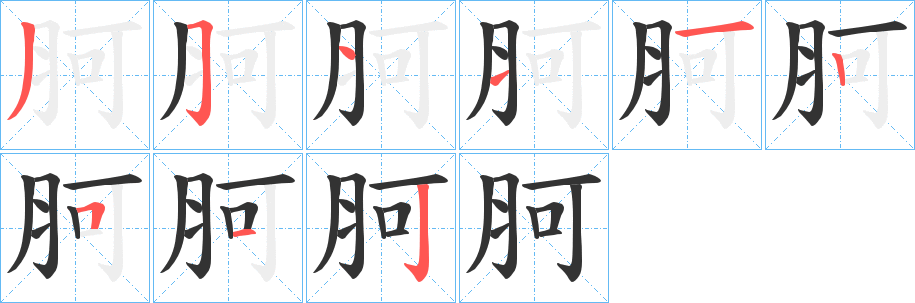 胢的笔顺写法