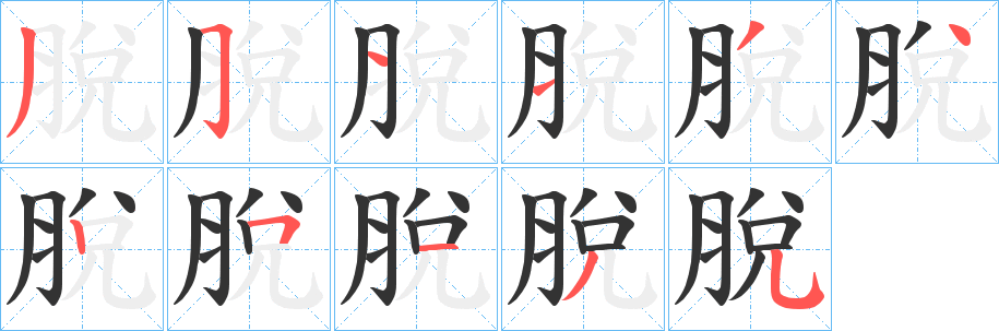 脫的笔顺写法