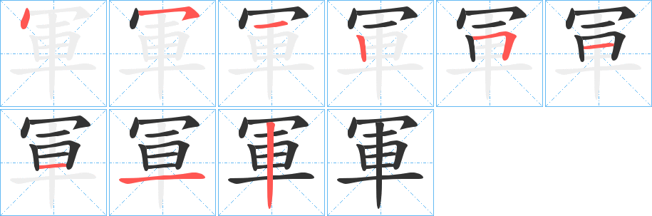 軍的笔顺写法