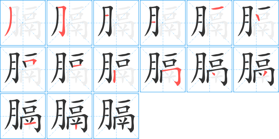 膈的笔顺写法