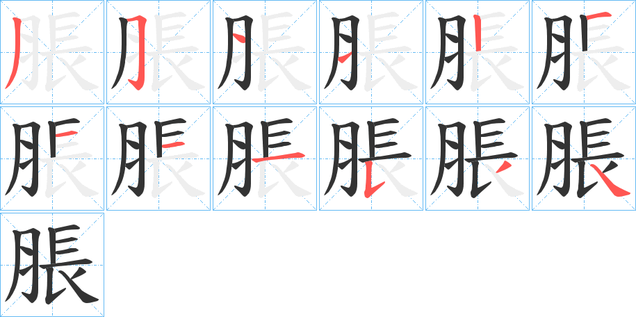 脹的笔顺写法