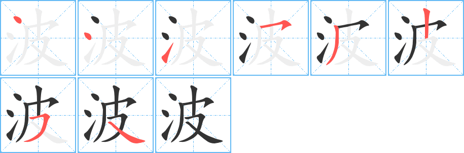 波的笔顺写法