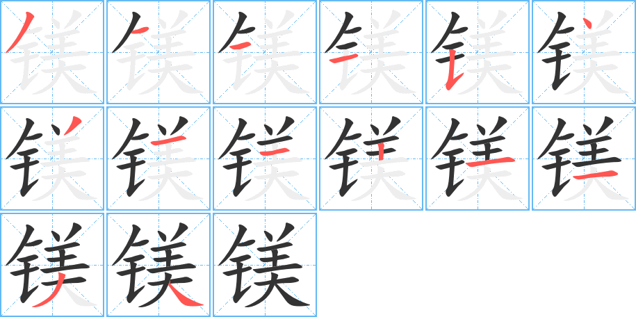 镁的笔顺写法