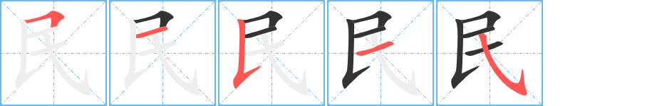 民的笔顺写法