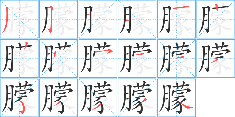 朦的笔顺写法