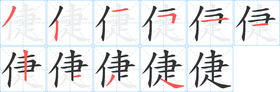 倢的笔顺写法