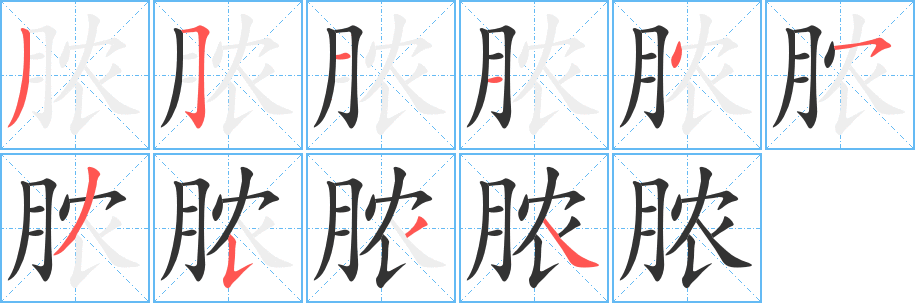 脓的笔顺写法