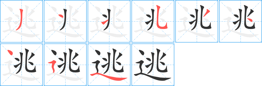 逃的笔顺写法