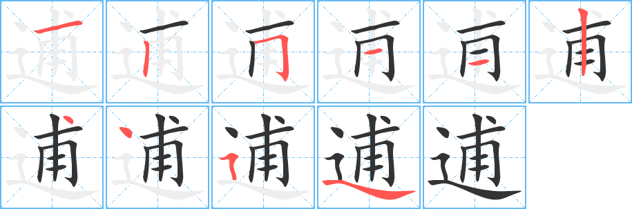 逋的笔顺写法