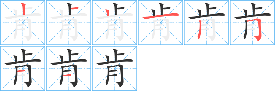 肯的笔顺写法
