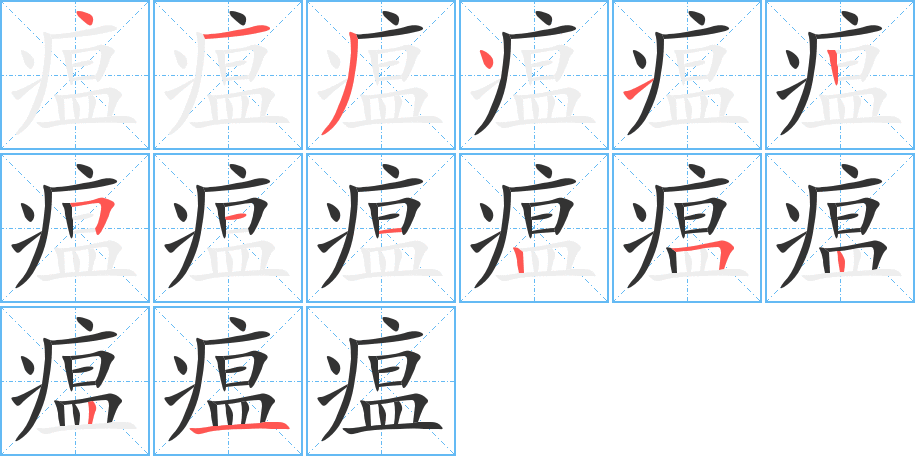 瘟的笔顺写法