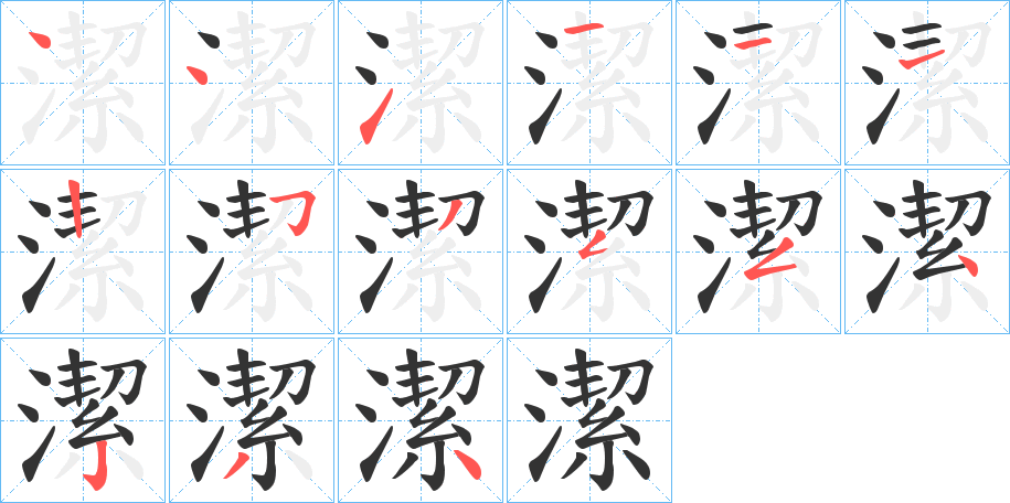 潔的笔顺写法