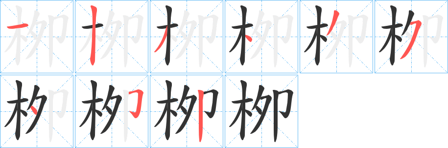 栁的笔顺写法