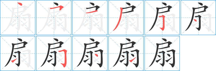 扇的笔顺写法