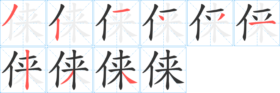 俫的笔顺写法