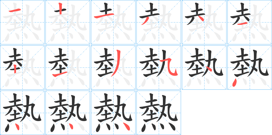 熱的笔顺写法