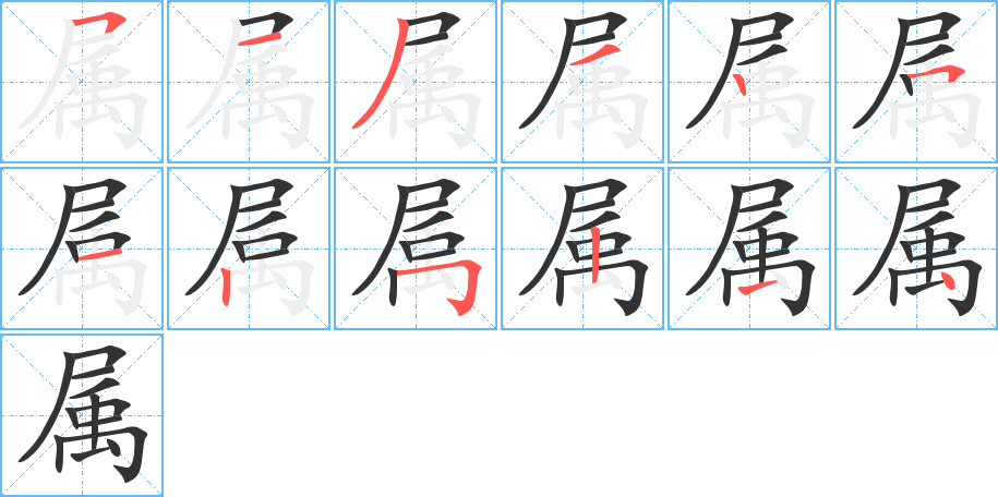 属的笔顺写法
