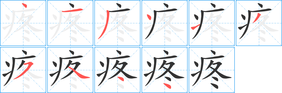 疼的笔顺写法