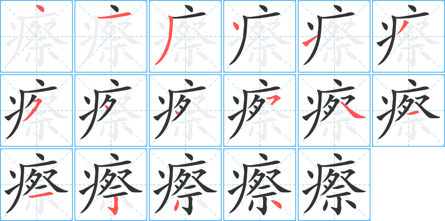 瘵的笔顺写法