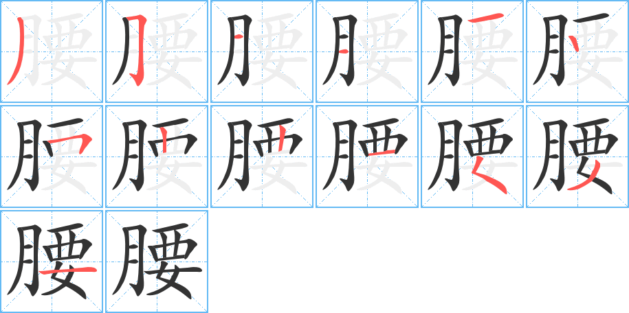 腰的笔顺写法