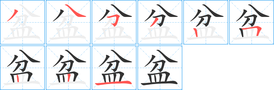 盆的笔顺写法