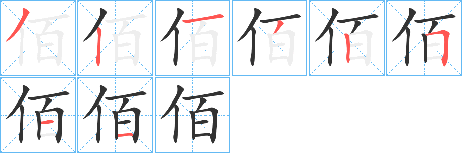 佰的笔顺写法