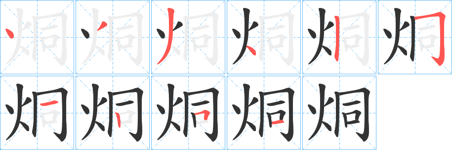 烔的笔顺写法