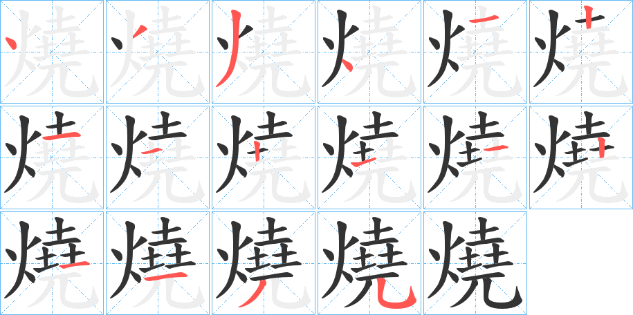 燒的笔顺写法