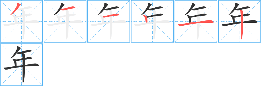 年的笔顺写法