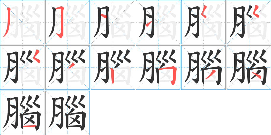 腦的笔顺写法