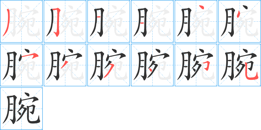 腕的笔顺写法