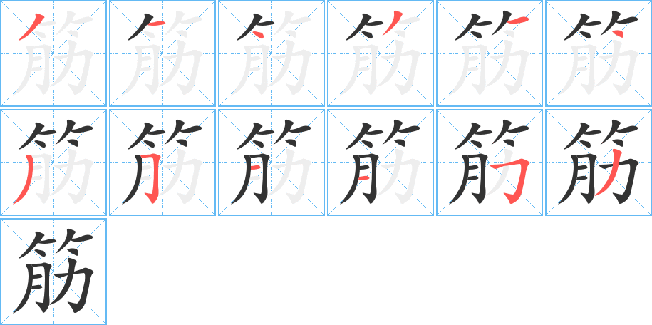筋的笔顺写法