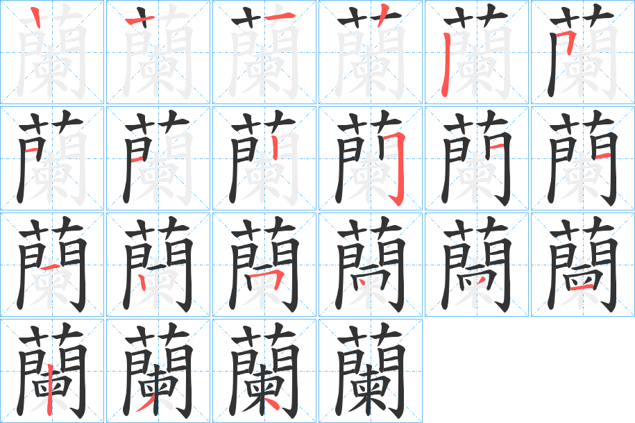 蘭的笔顺写法