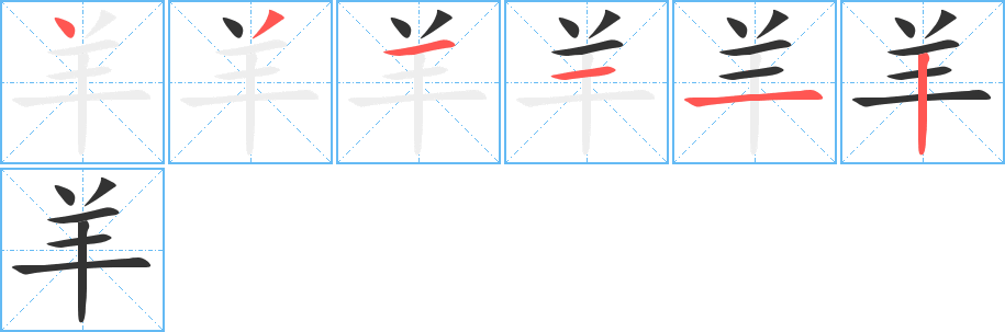 羊的笔顺写法