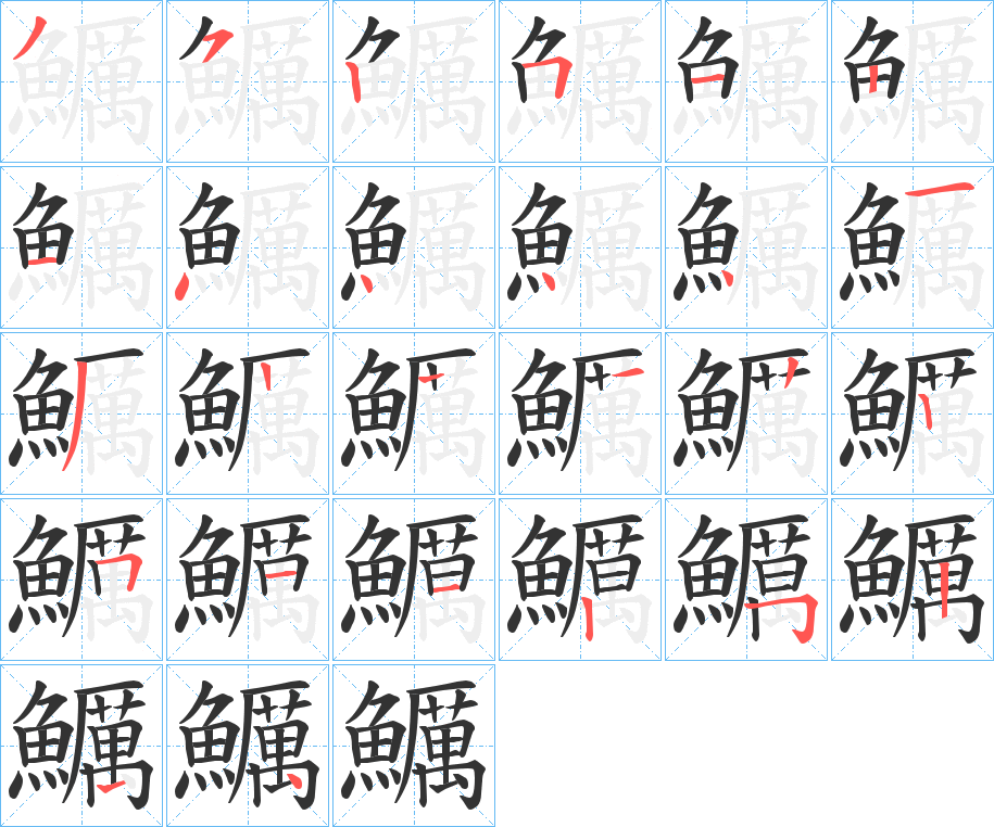 鱱的笔顺写法