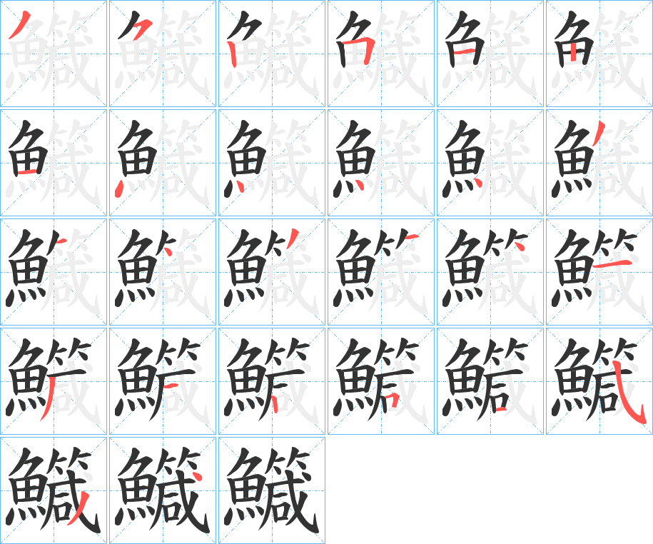 鱵的笔顺写法