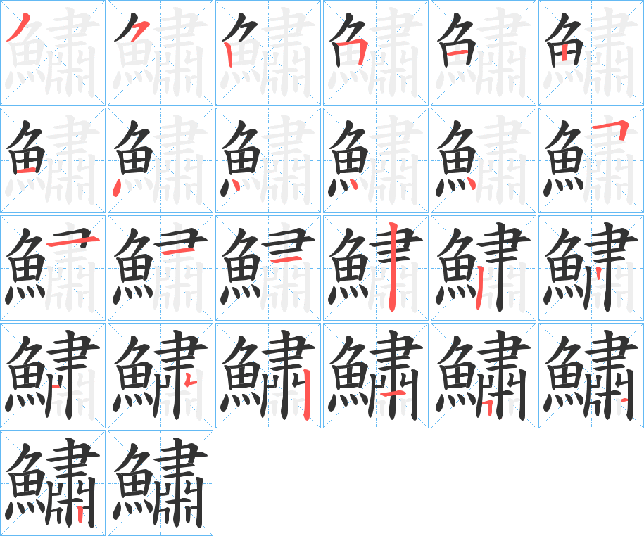 鱐的笔顺写法
