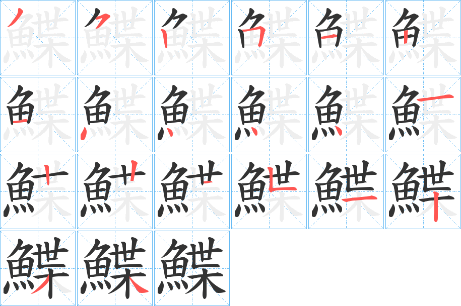 鰈的笔顺写法