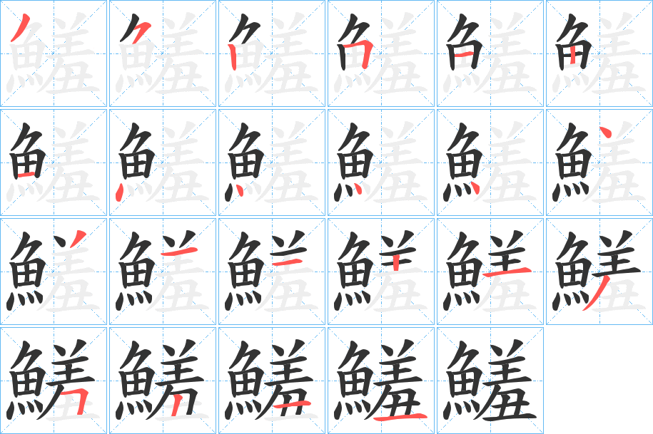 鱃的笔顺写法