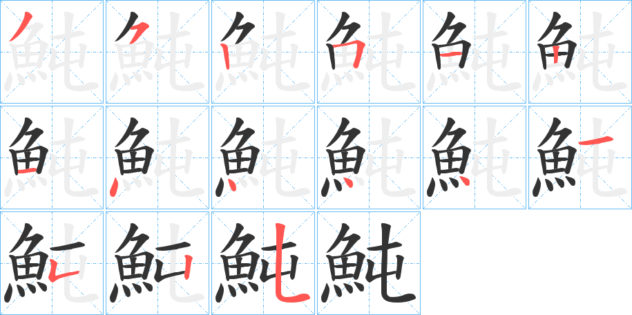魨的笔顺写法