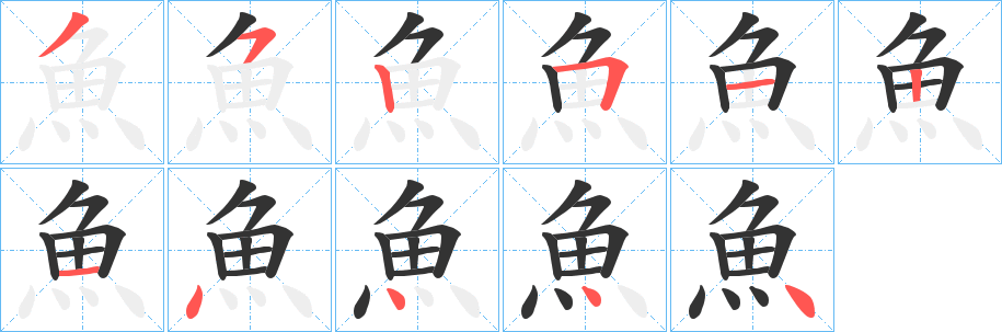 魚的笔顺写法