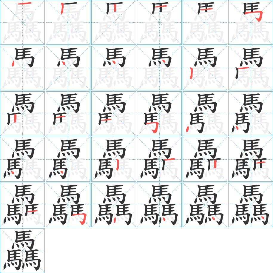 驫的笔顺写法