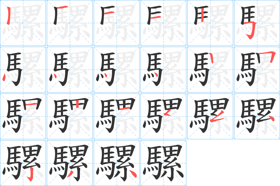 騾的笔顺写法