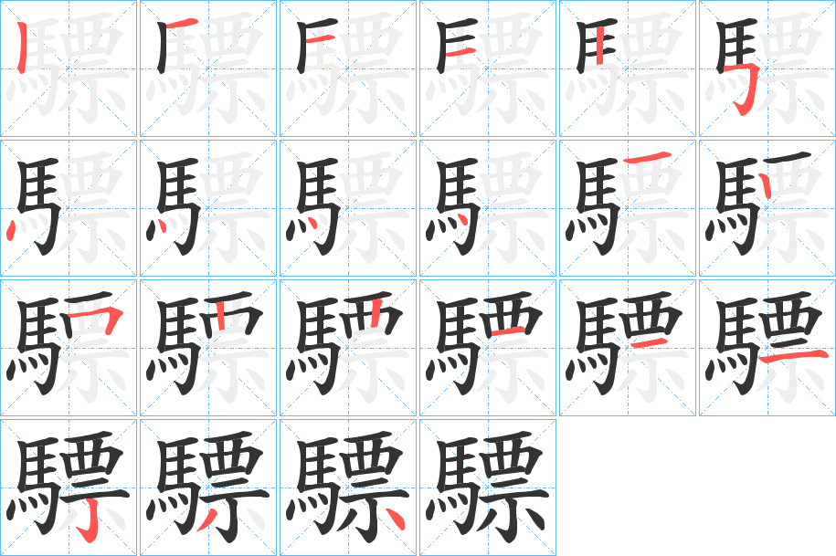 驃的笔顺写法