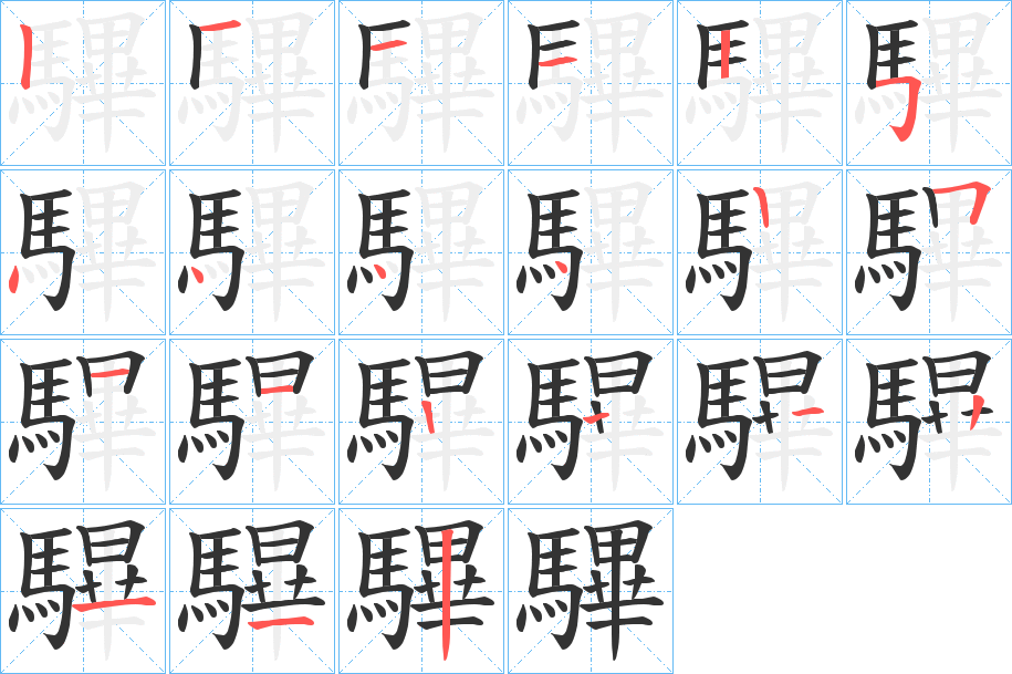 驆的笔顺写法