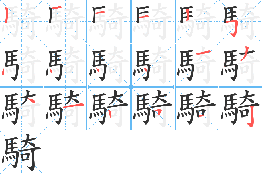 騎的笔顺写法