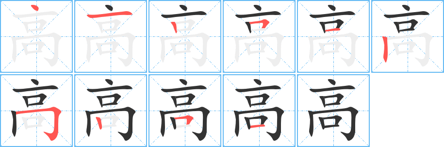 高的笔顺写法